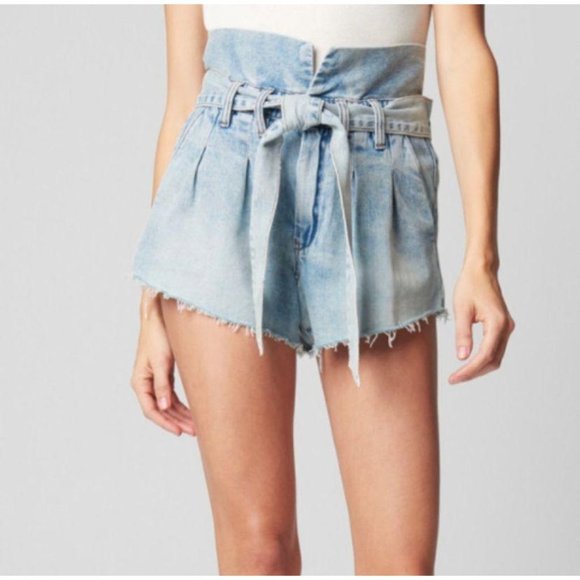 BLANKNYC Paperbag Jean Shorts in Caribbean Blue - Picture 5 of 12